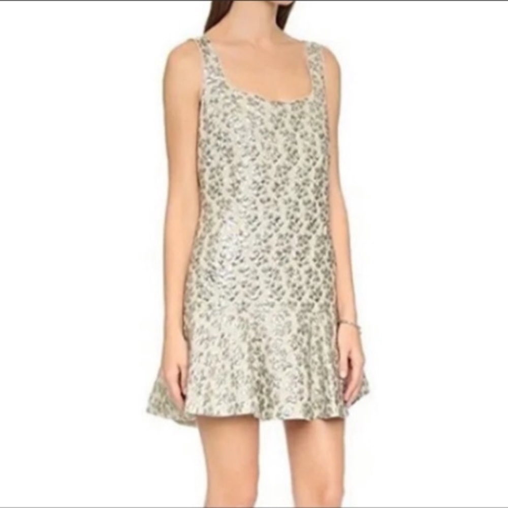 BCBG MaxAzria Short Gold Dress with Metallic Pattern